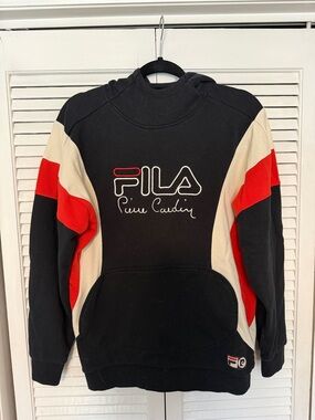 Urban Outfitters Black, Red & Cream FILA Pullover Hoodie